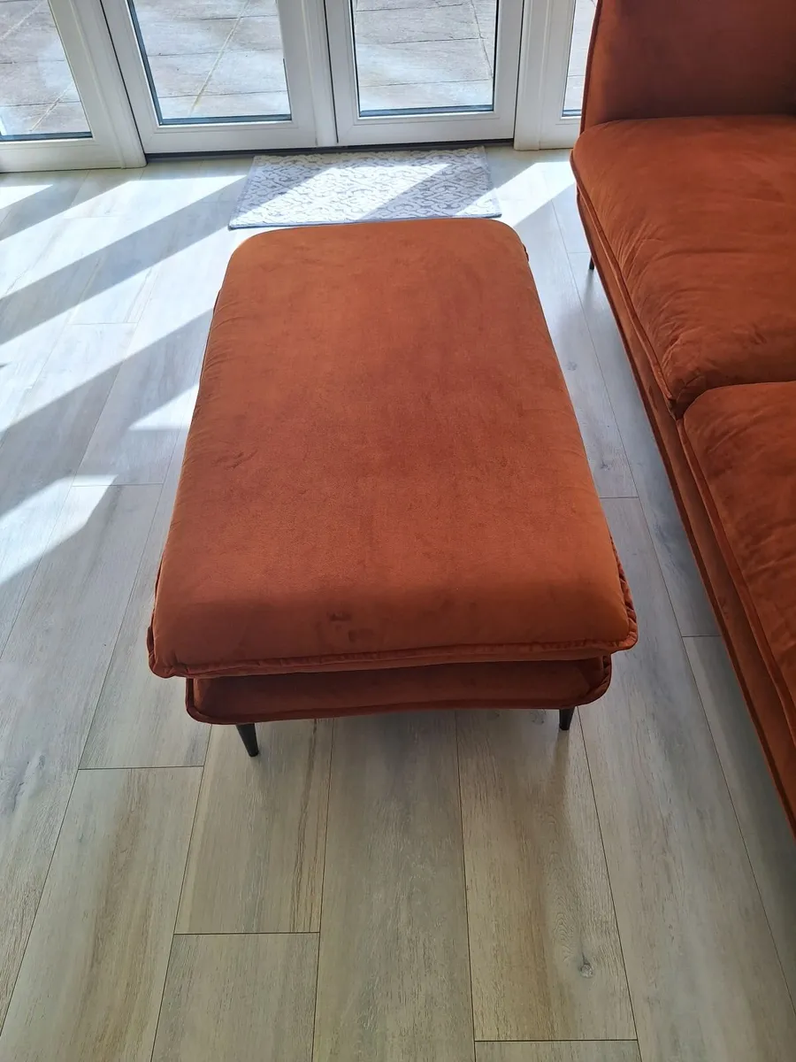 Maeve Velvet Footstool Rust Orange - Image 1
