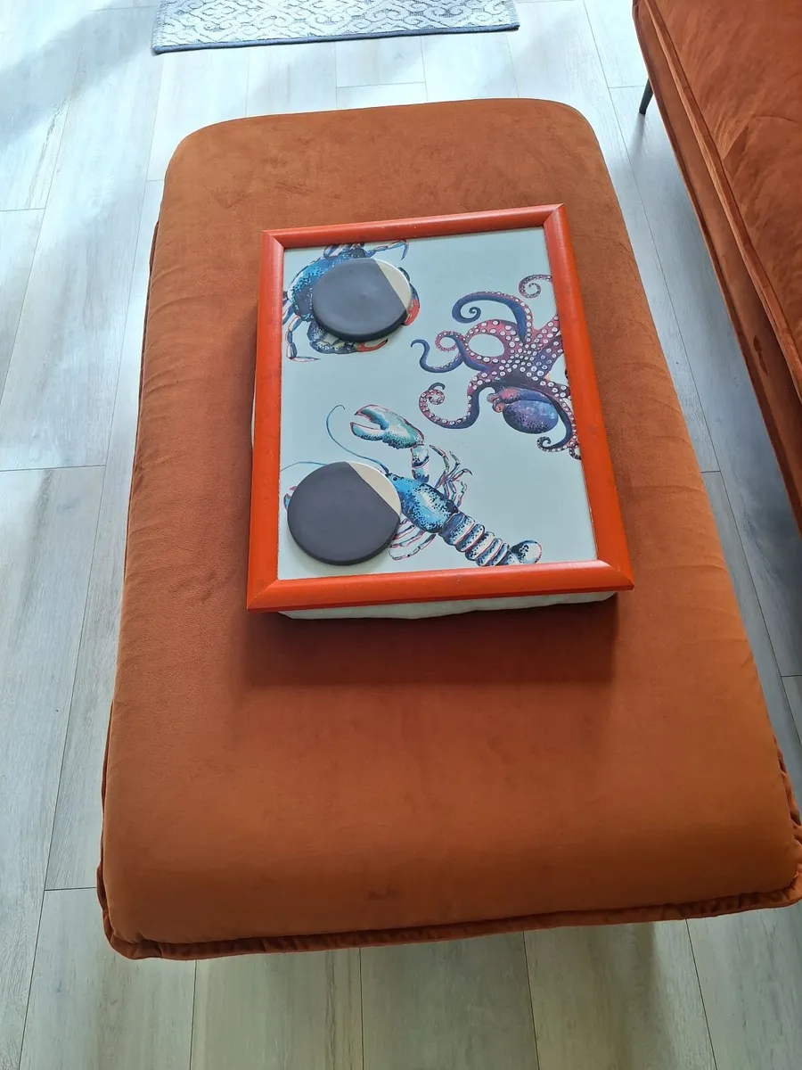 Maeve Velvet Footstool Rust Orange - Image 3