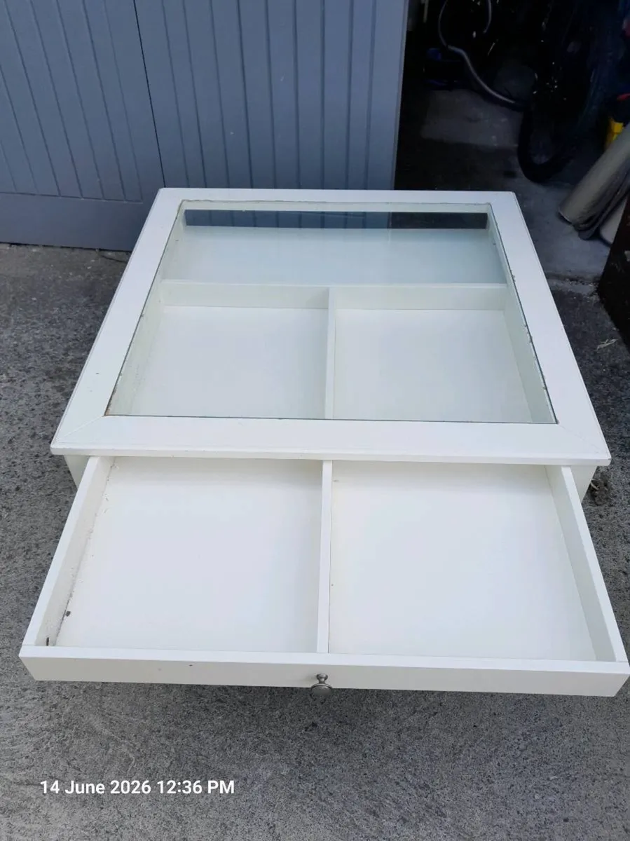 White Squared Glass Table - Image 1