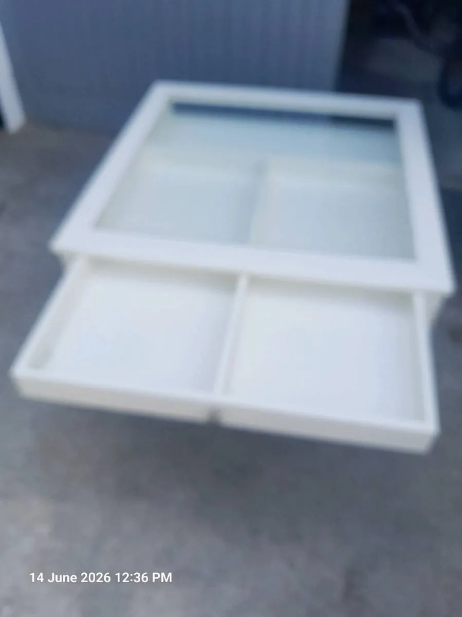 White Squared Glass Table - Image 2