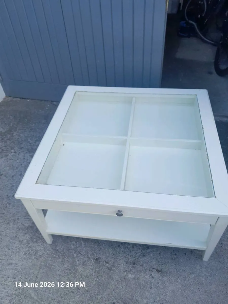 White Squared Glass Table - Image 3