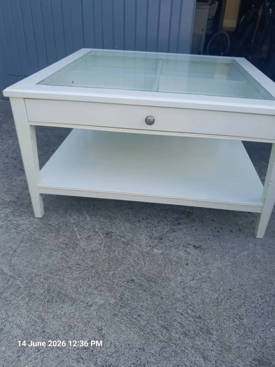 White Squared Glass Table - Image 4
