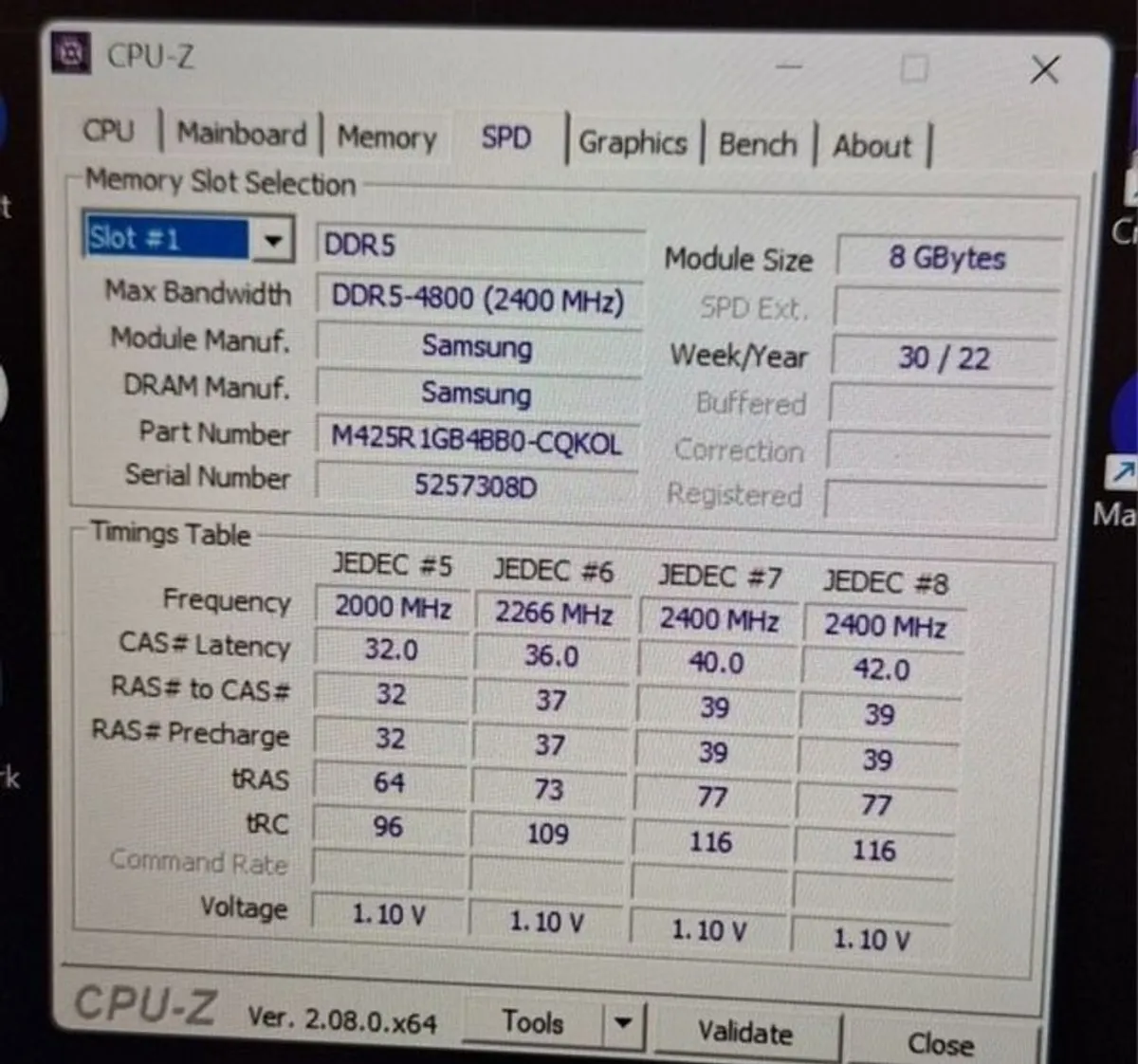 Ram Kit 16gb (2x8gb) Samsung Ddr5 4800mhz Laptop -LIKE NEW- - Image 3