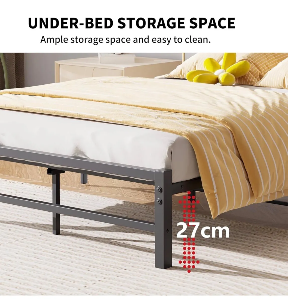 Double Bed Frame with Storage Headboard, 4ft6 Meta - Image 3