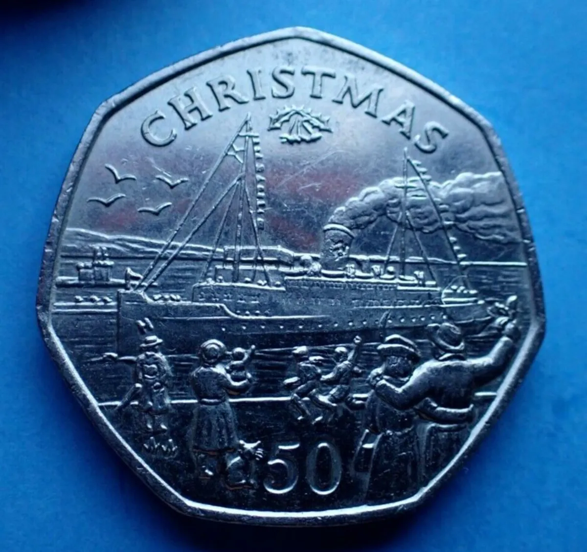 Rare, Christmas Isle of Man 50p. 1990, Free Post - Image 3