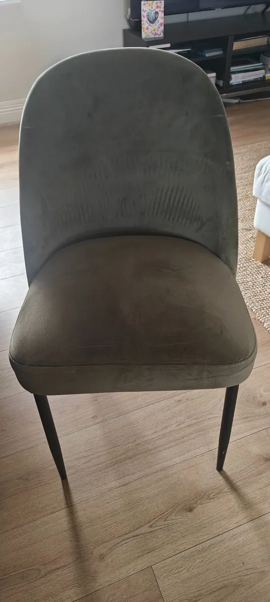 Moss green velvet dining chair. 6 available - Image 3