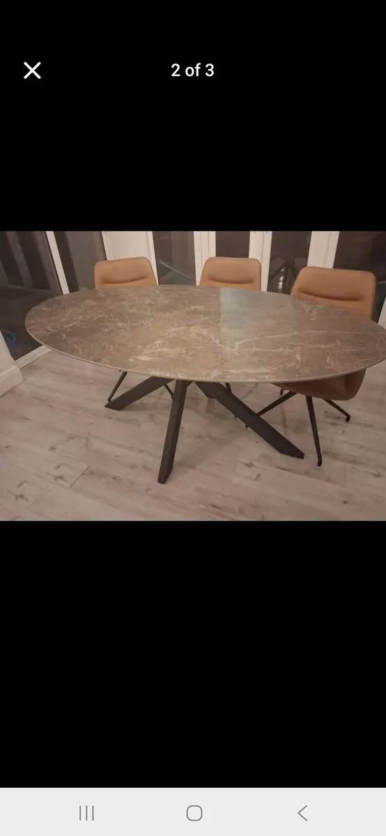 Modern Oval Stone Effect Dining Table