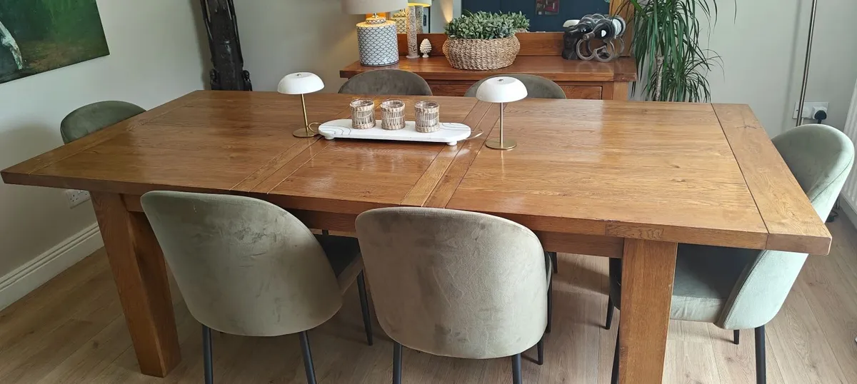 Moss green velvet dining chairs. 6 available - Image 1