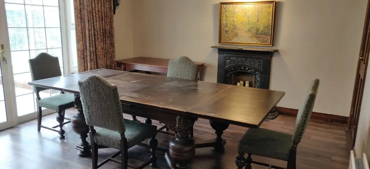 Antique Danish 1800s Dining table and chairs - Image 1
