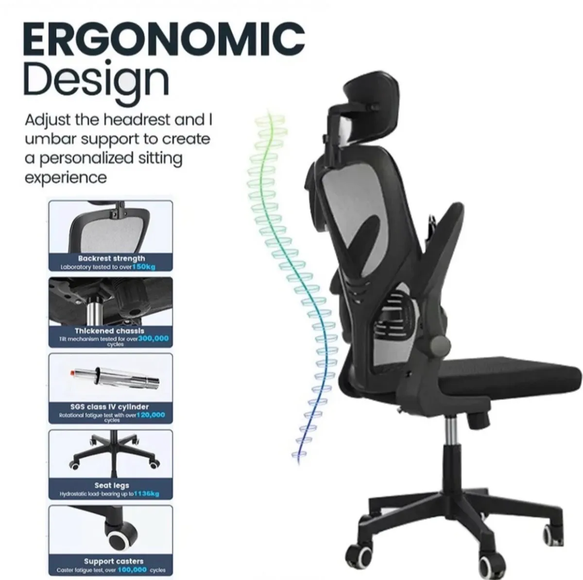 NEW Adjustable Executive Office Chair & Headrest - Image 3