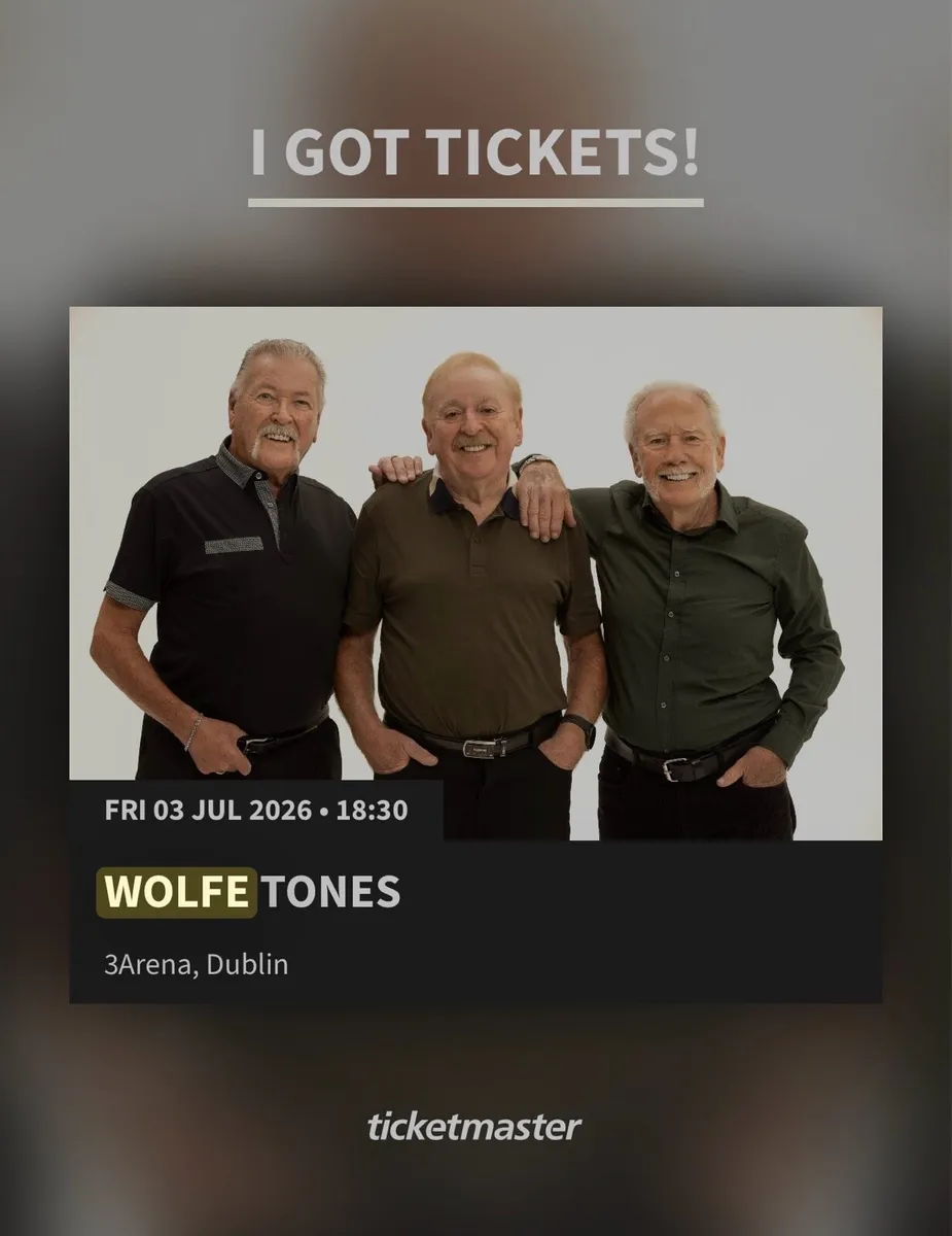 Wolfe Tones 2x Seated tickets