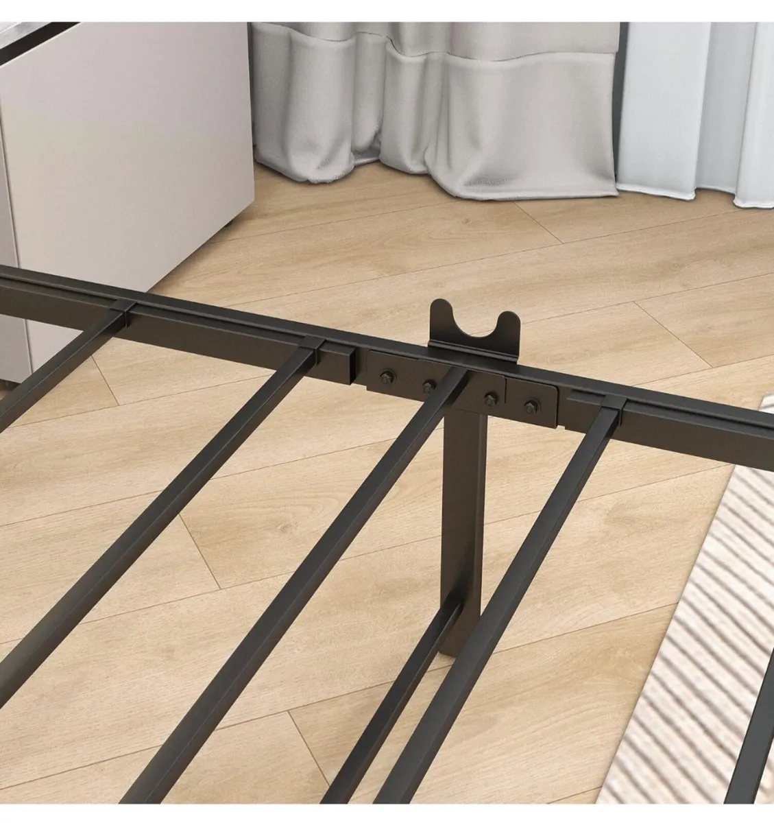Double Bed Frame with Rustic Wood Headboard and Fo - Image 4