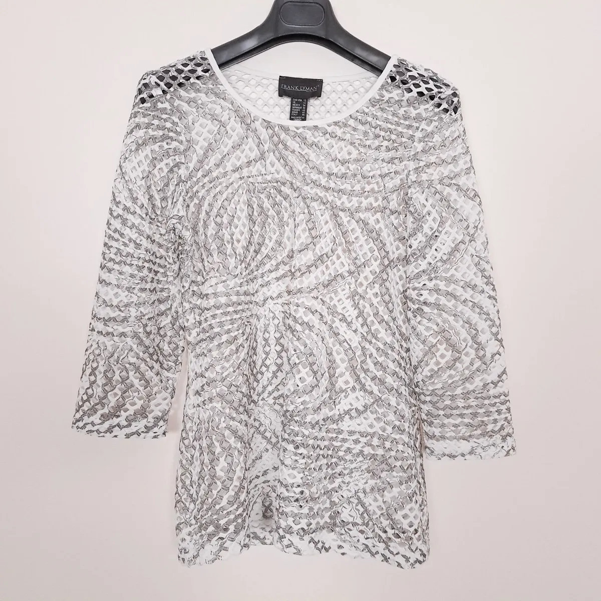 Frank Lyman White Grey Mesh Top 14UK/42EU - Image 1