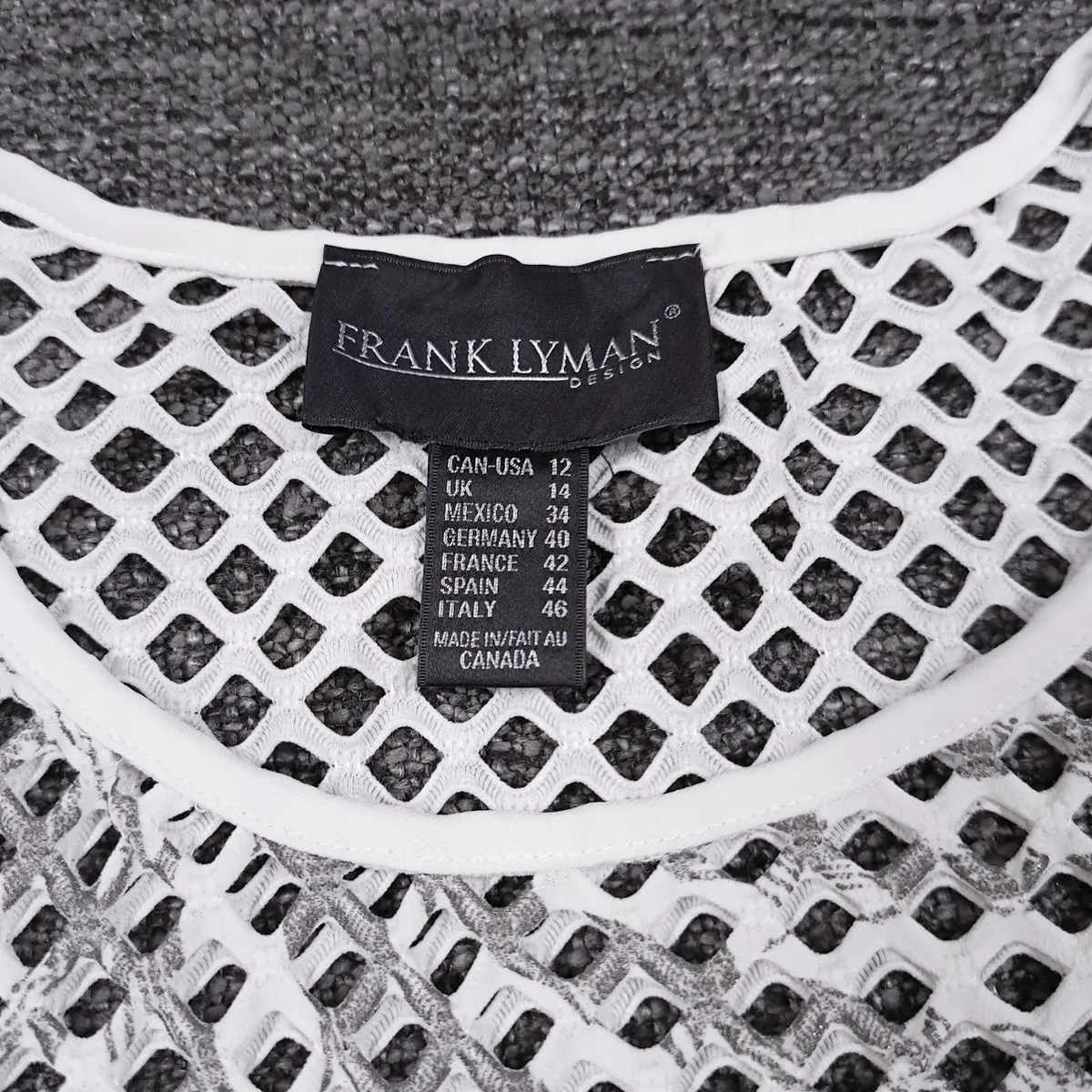 Frank Lyman White Grey Mesh Top 14UK/42EU - Image 2