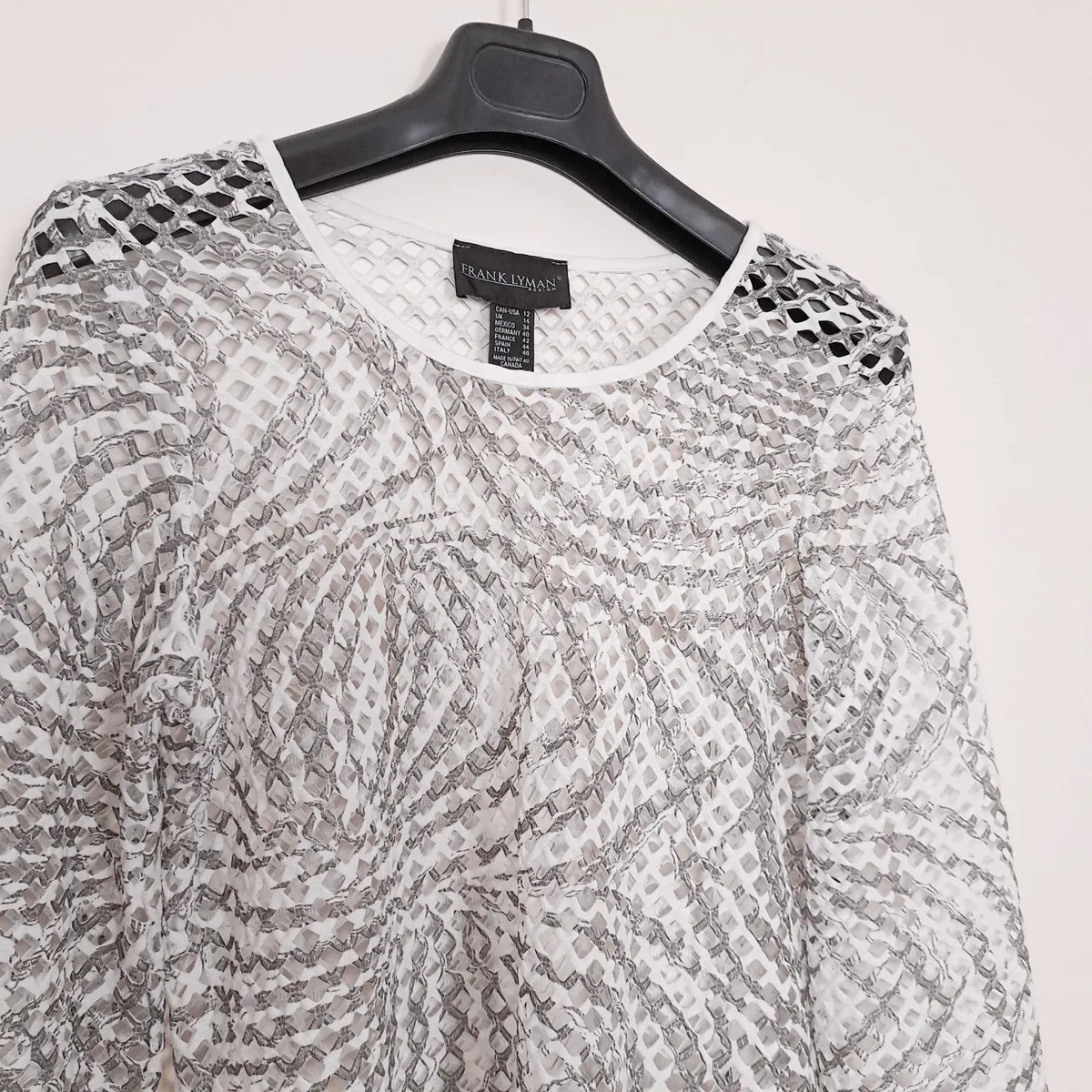 Frank Lyman White Grey Mesh Top 14UK/42EU - Image 4