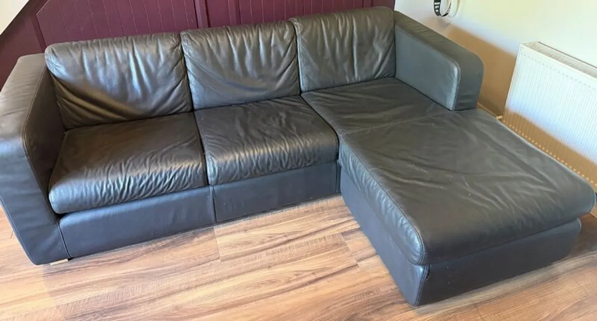 Brown Leather Chaise Sofabed - Image 1