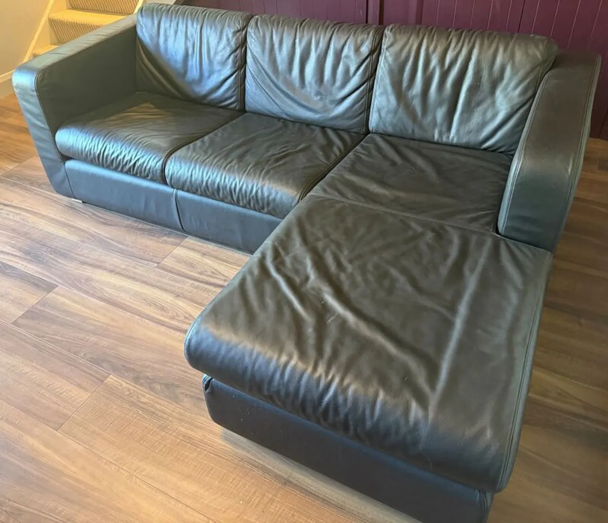 Brown Leather Chaise Sofabed - Image 2