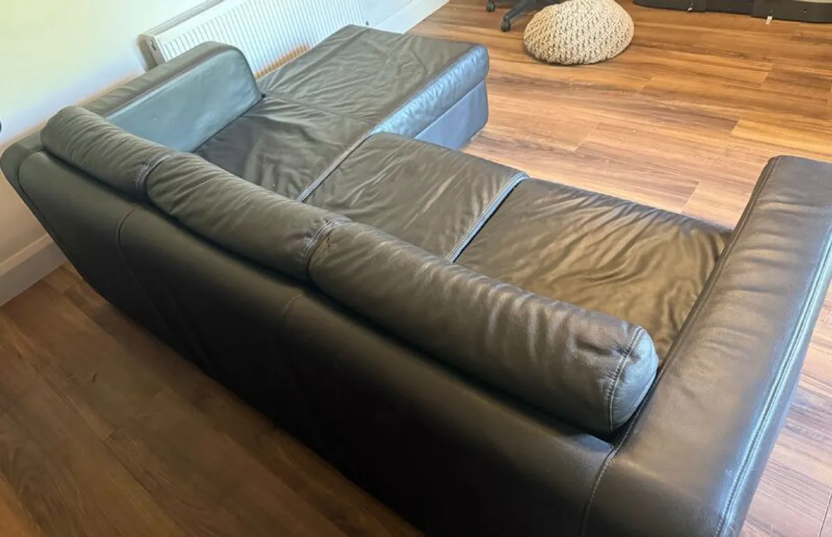 Brown Leather Chaise Sofabed - Image 3