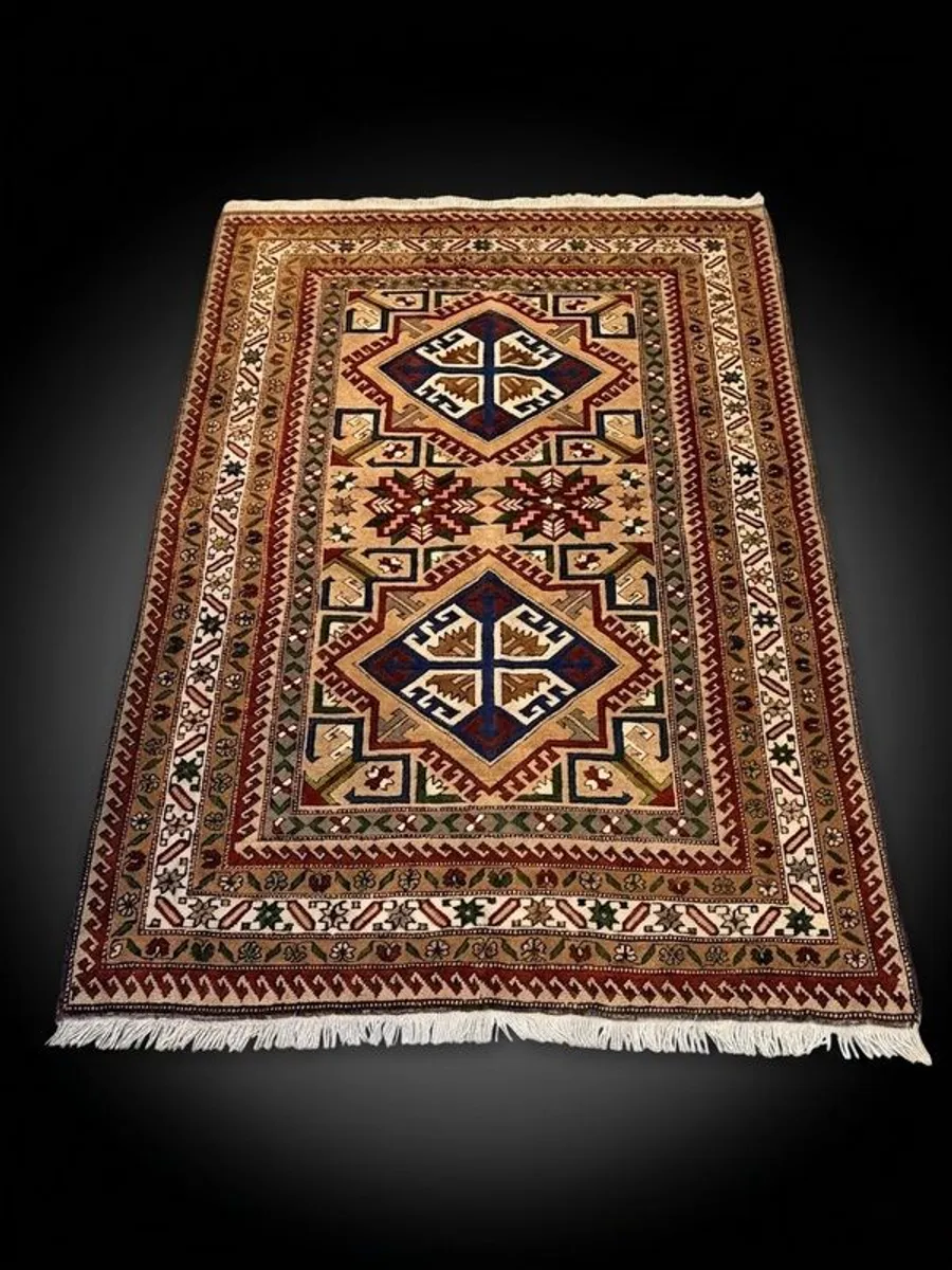 Vintage Turkish Hand Knotted Kars Kazak Rug - Image 1