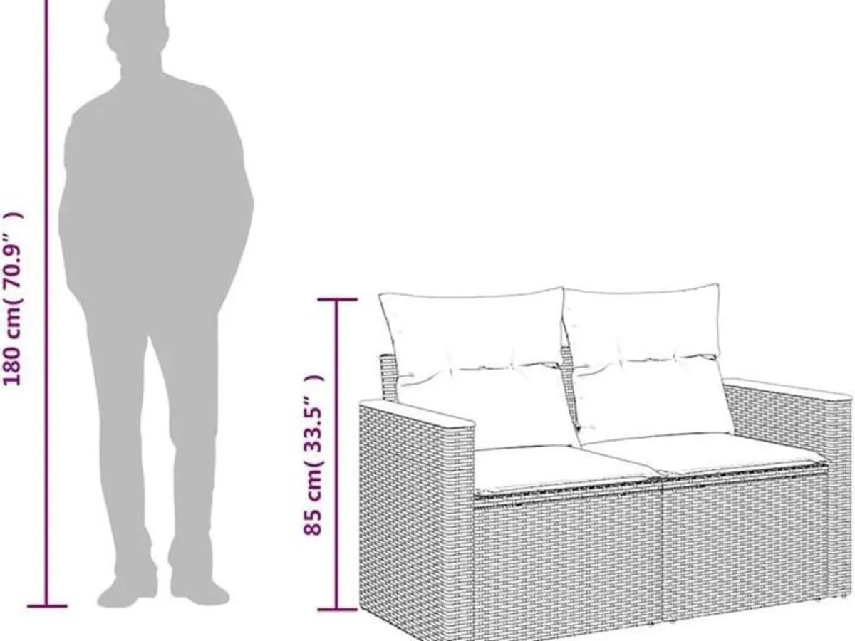 Garden Sofa 2 seater Poly Rattan - Image 2