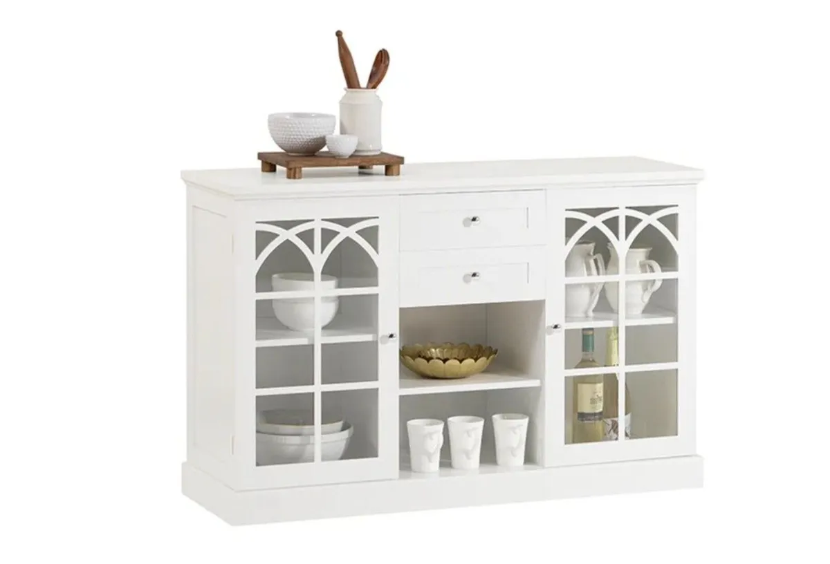 White Sideboard Cabinet with Glass Doors - Image 4