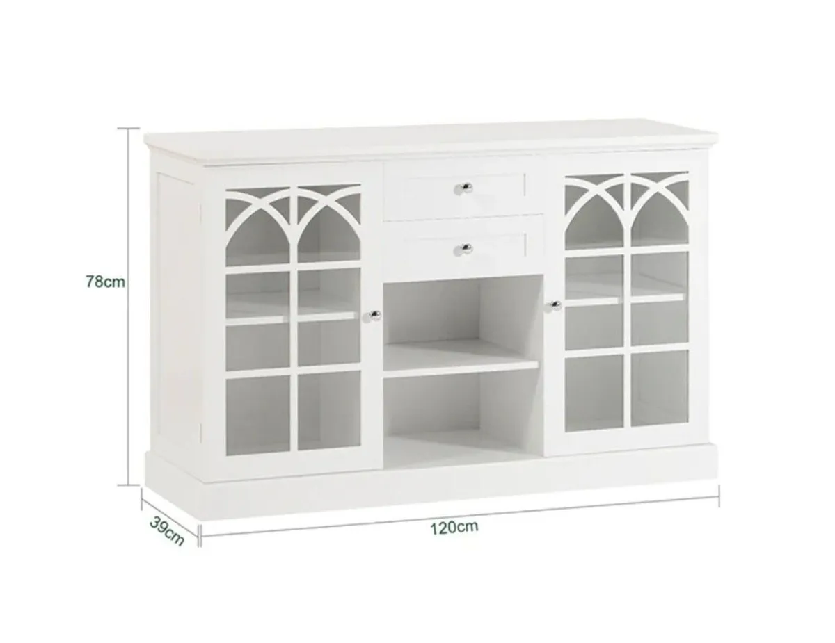 White Sideboard Cabinet with Glass Doors - Image 3