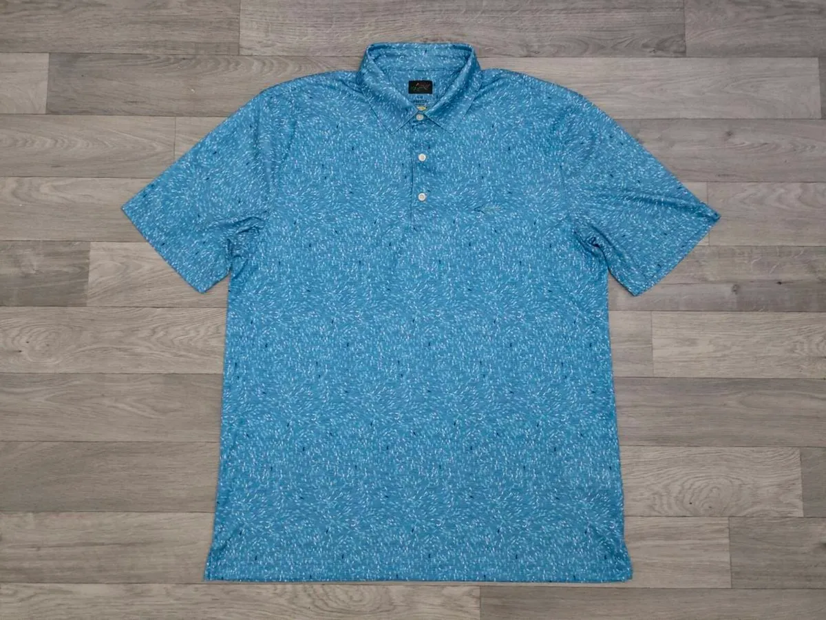 Greg Norman Shark Patterned Golf Polo Shirt Mens L - Image 1