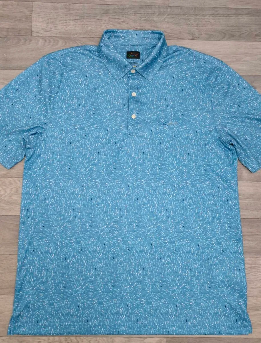 Greg Norman Shark Patterned Golf Polo Shirt Mens L - Image 2