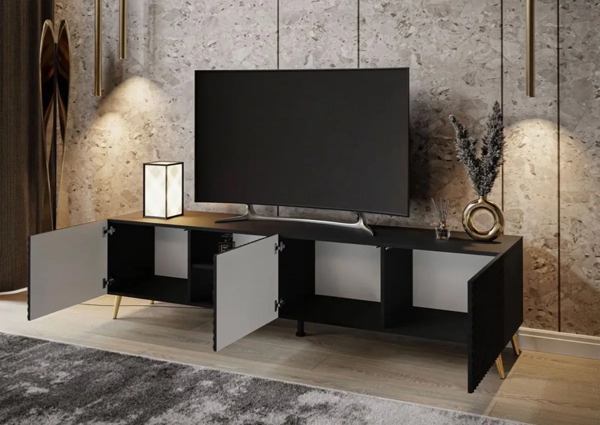 Black TV Stand with black legs - Image 2