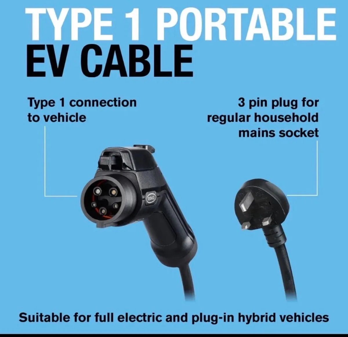 NEW Type 1 Portable EV Granny Charger 3 pin Home - Image 2