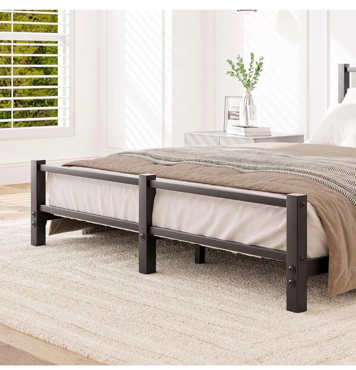 16cm Low Profile Double Bed Frame with Headboard, - Image 2