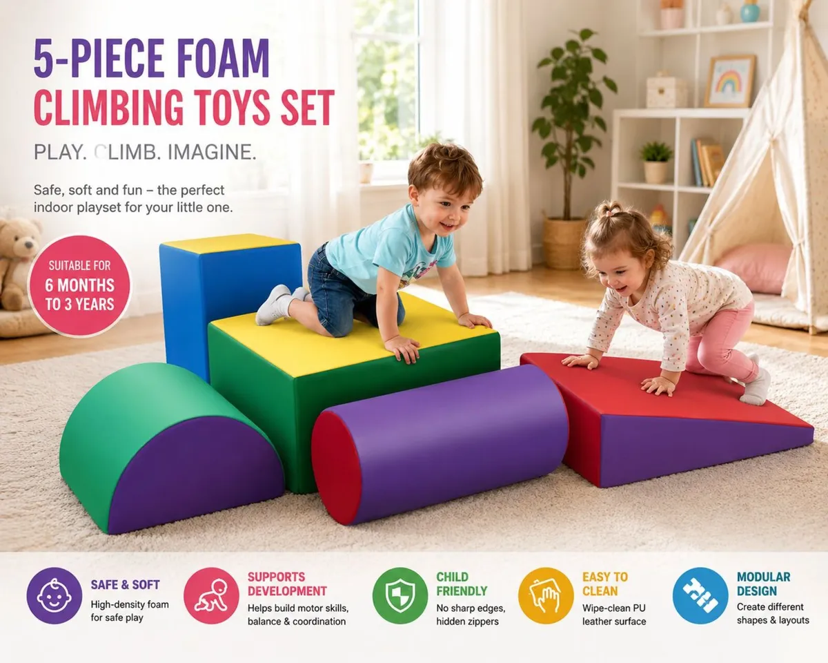 Kids Foam Climbing Toys 5 Piece Set Indoor - Image 1