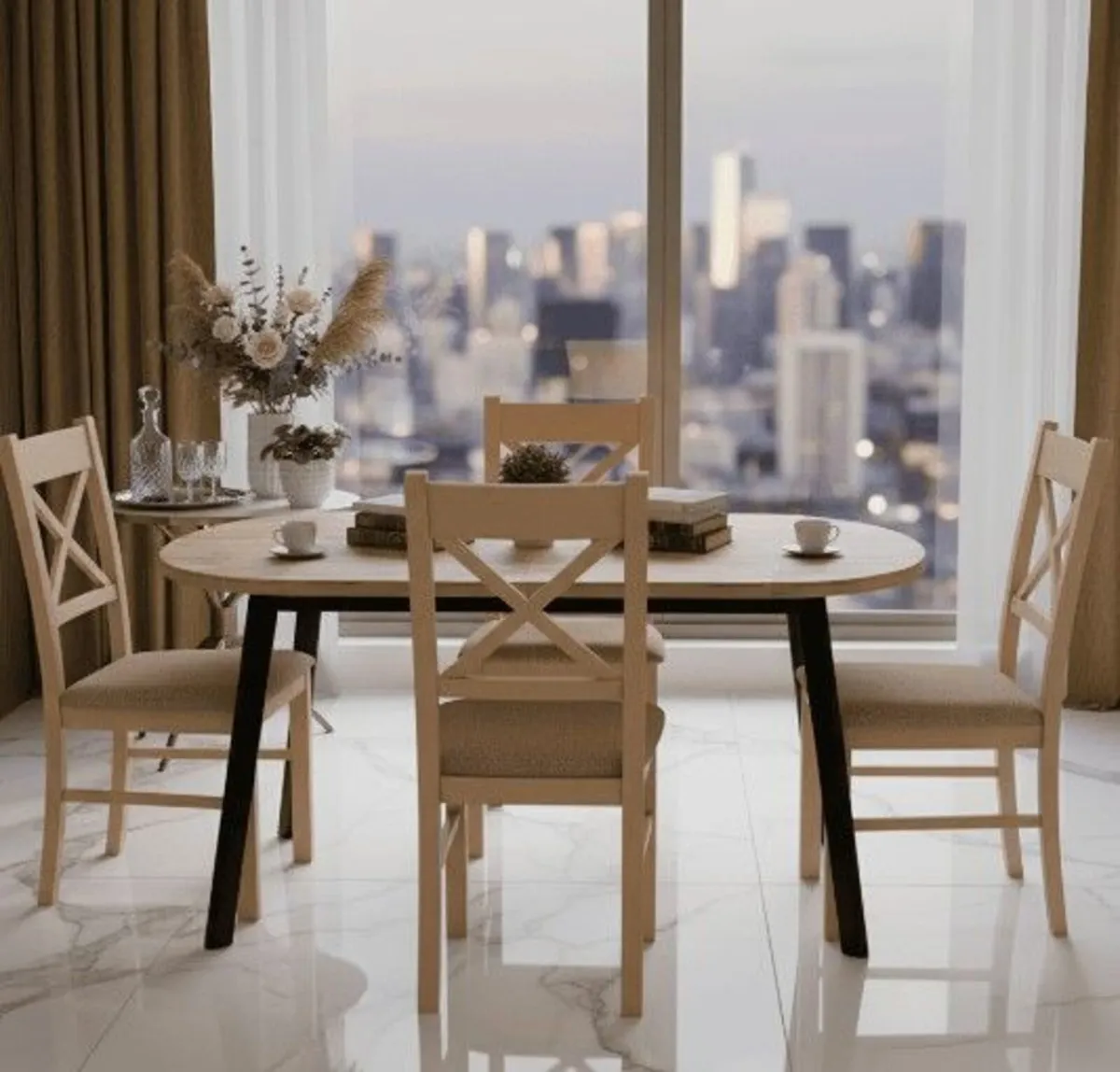 Arvian Extendable Round Dining Table 80-130cm - Image 3