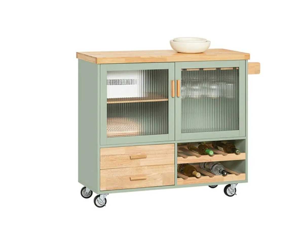 Kitchen Trolley with Wine Rack  Green Country - Image 3