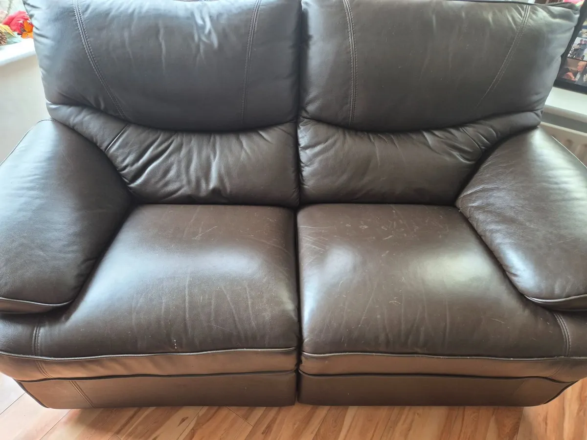 Leather recliner 3 piece suite, sofa - Image 2