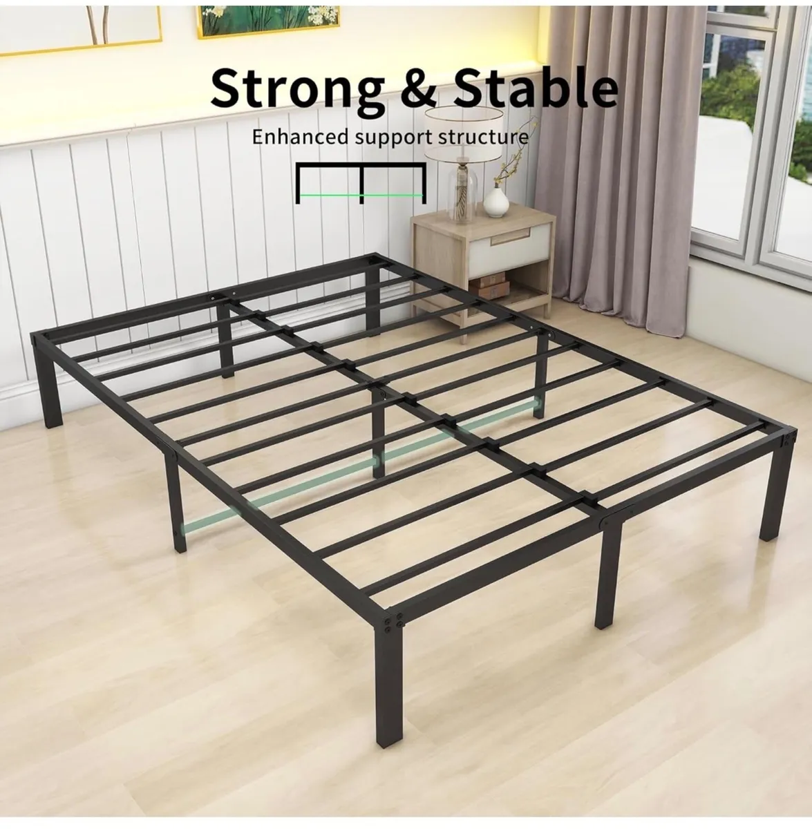 36 cm 4ft6 Double Metal Platform Bed Frames Double - Image 3