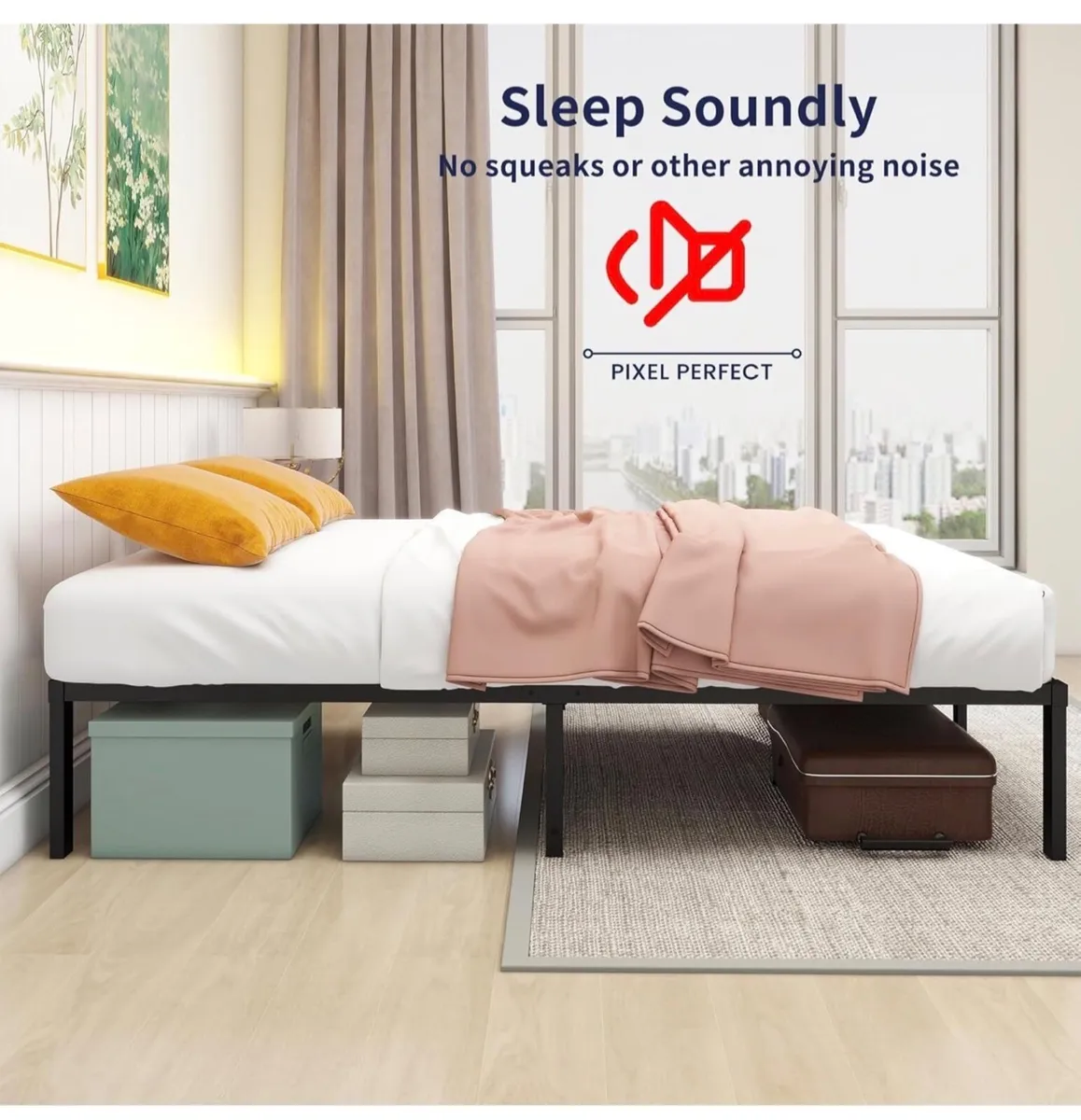 36 cm 4ft6 Double Metal Platform Bed Frames Double - Image 2