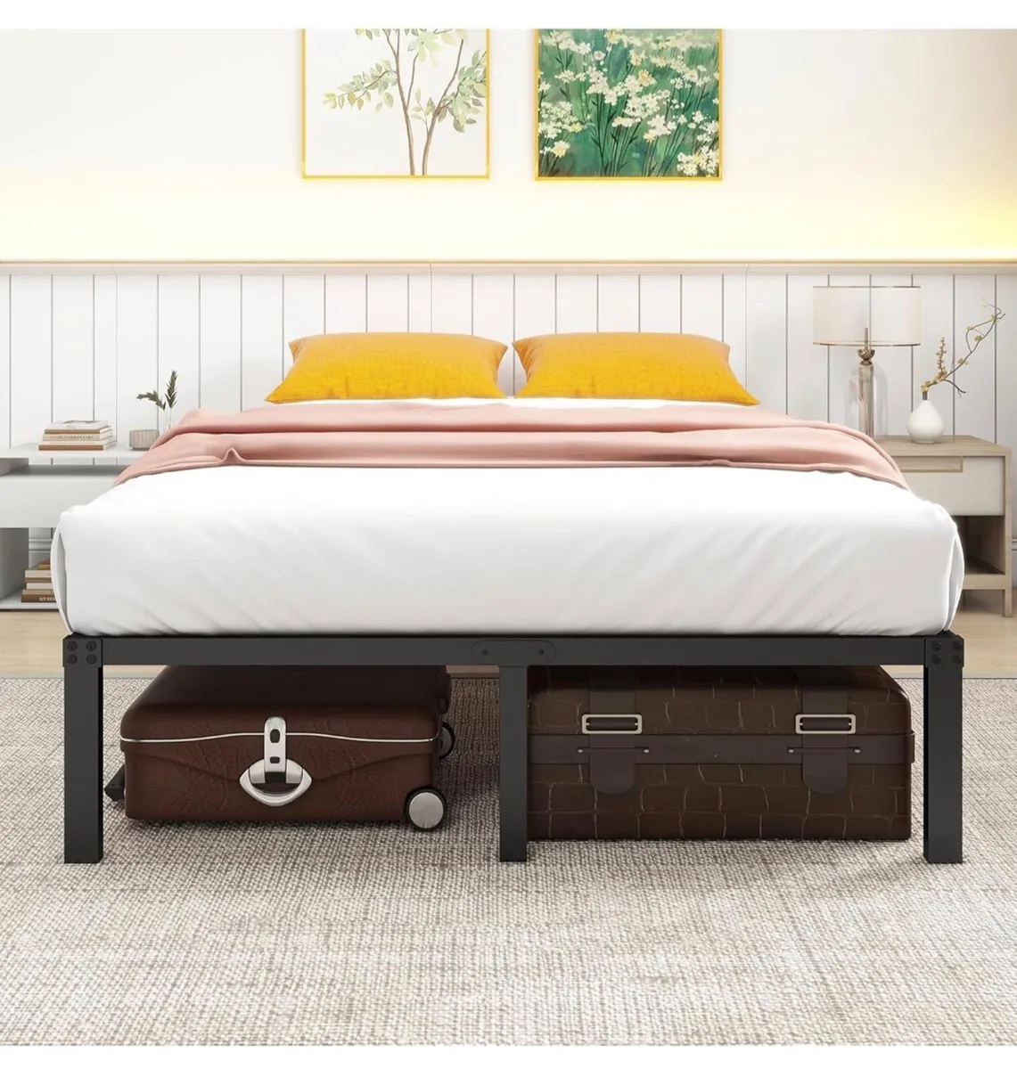 36 cm 4ft6 Double Metal Platform Bed Frames Double - Image 1
