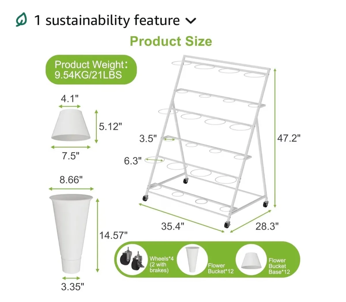 Flower Display Stand with 12 Buckets, Box unopened - Image 2