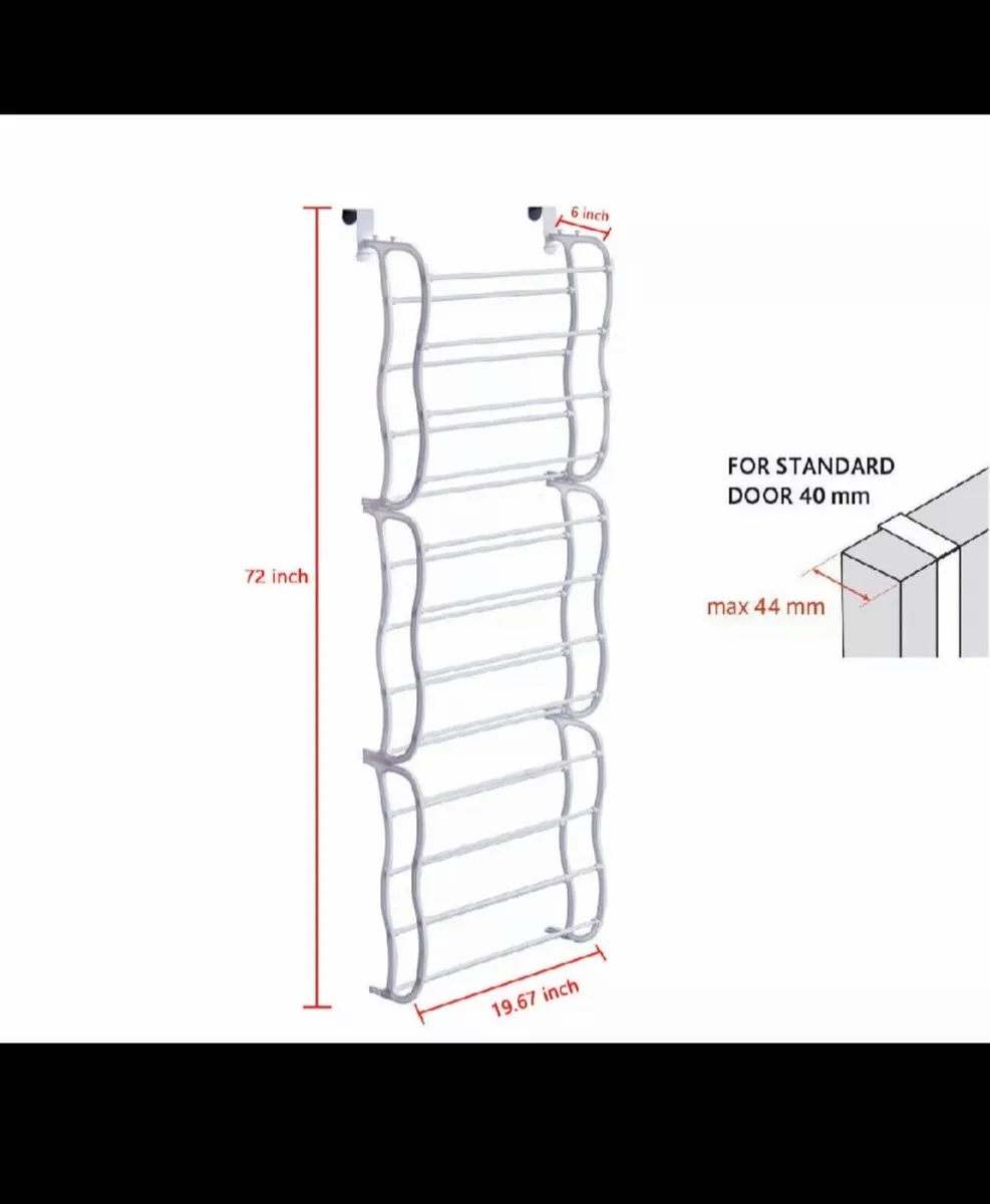 NEW Over Door Metal Hanging Shoe Rack - Image 3