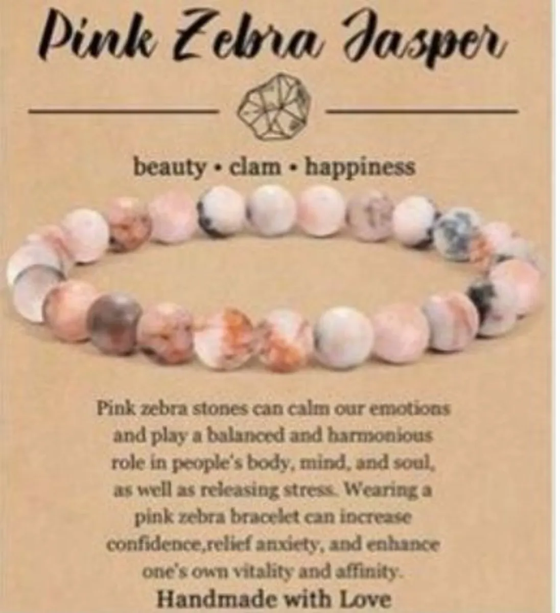 Bracelet Semi Precious Stones - Pink Zebra Jasper