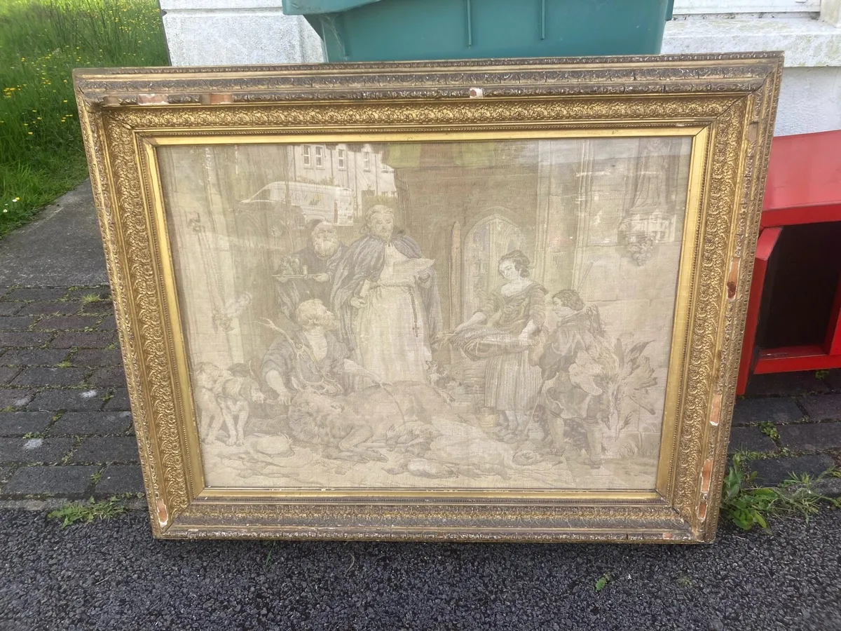 1800s tapestry framed