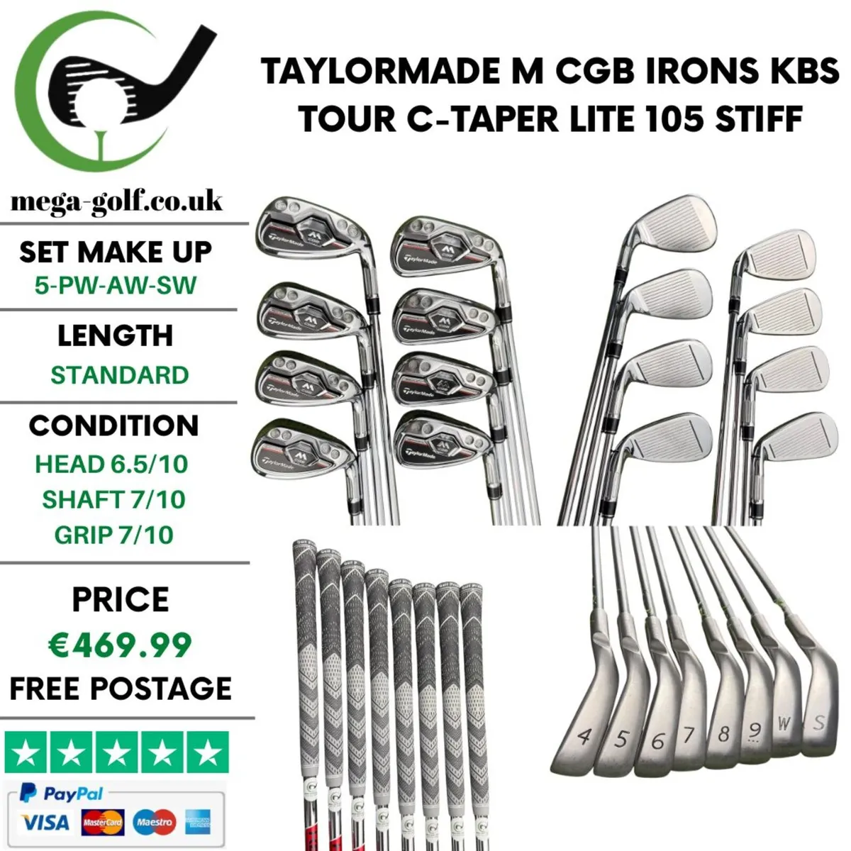 Taylormade M CGB Irons / 5-Pw-Aw-Sw / Stiff - Image 1