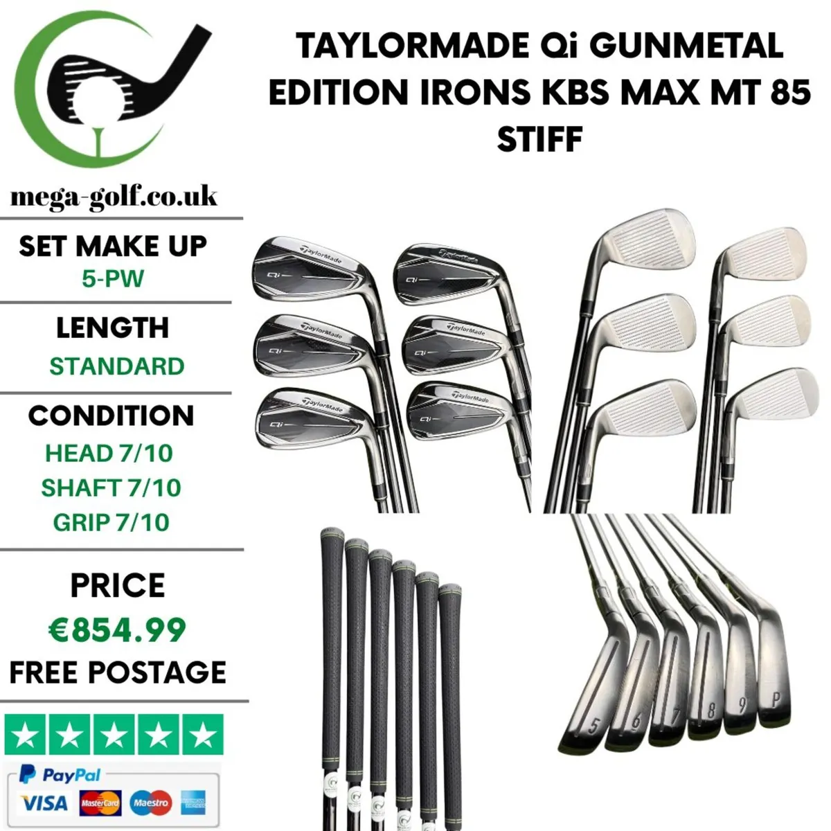 Taylormade Qi GunMetal Edition Irons / 5-Pw /Stiff - Image 1