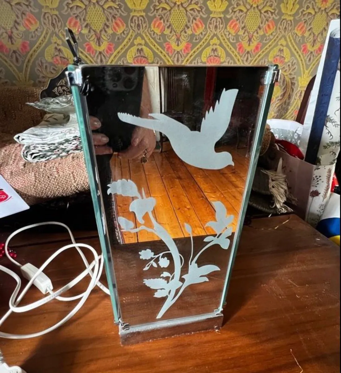 Laura Ashley Mirror ‘Bird’ Lamp - Image 1