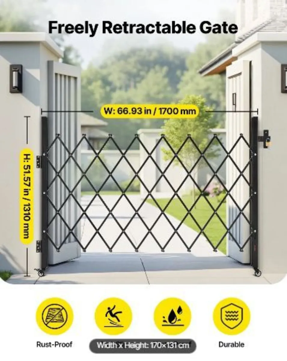Single Folding Security Gate, Lockable - Image 2