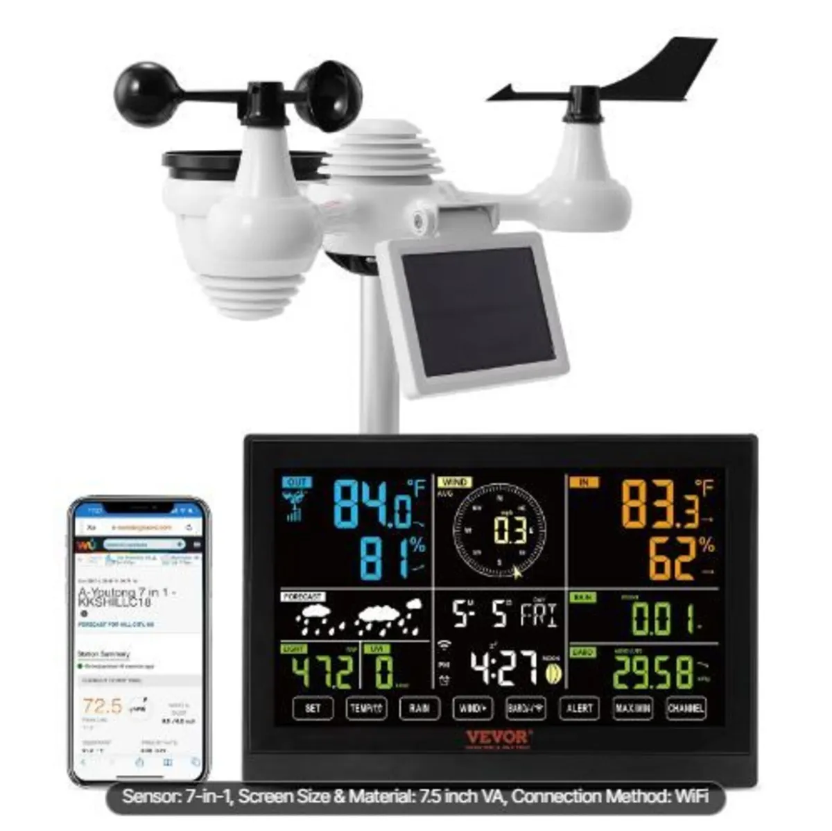 7-in-1 Wi-Fi Weather Station, 19.1 cm (7.5-inch) - Image 4