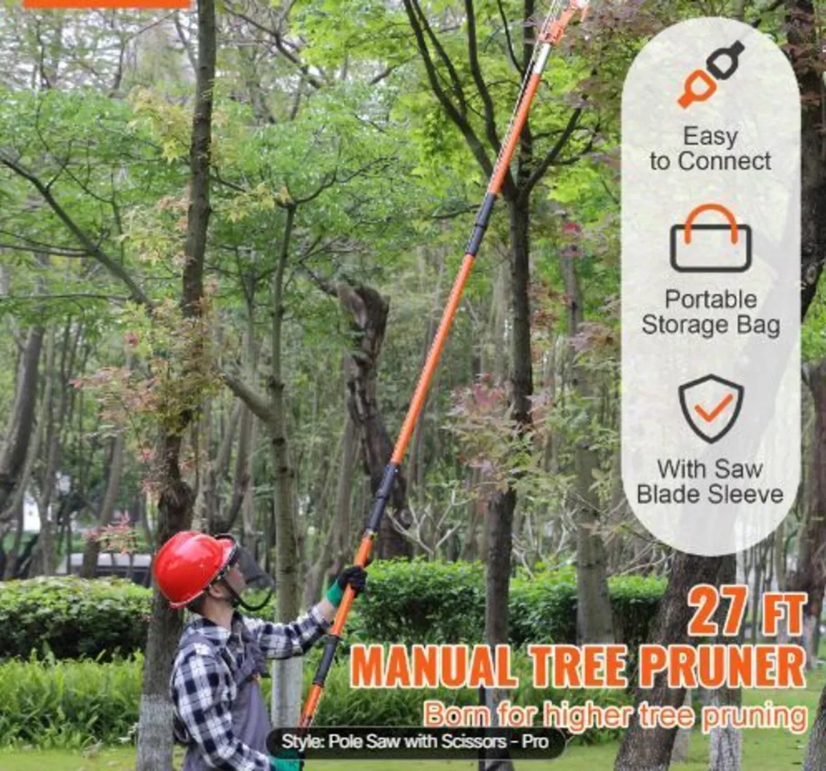 Manual Pole Saw, 2.2-8.2 m Extendable Tree - Image 3