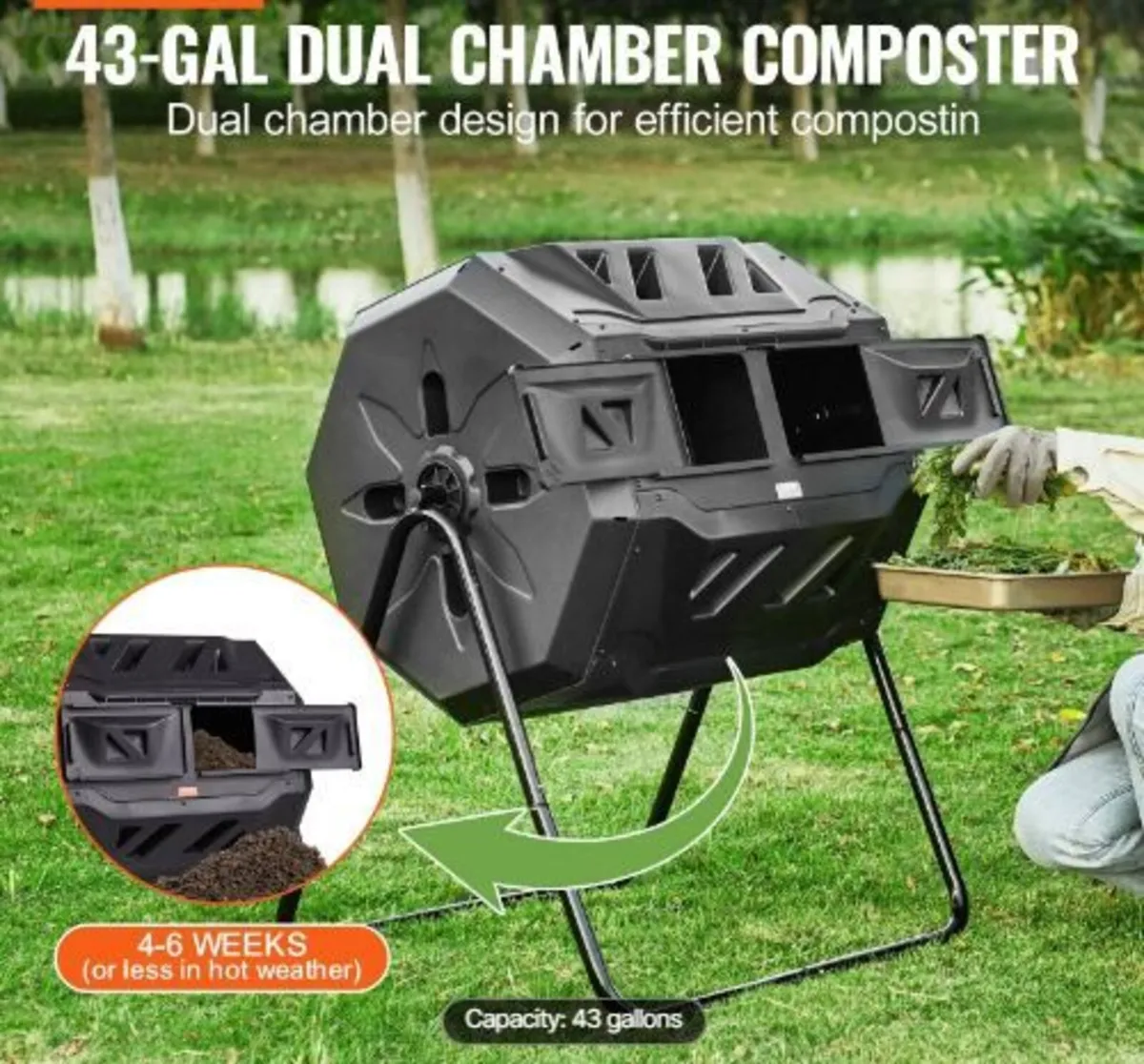 Compost Bin, 162.8 L Dual Chamber - Image 3