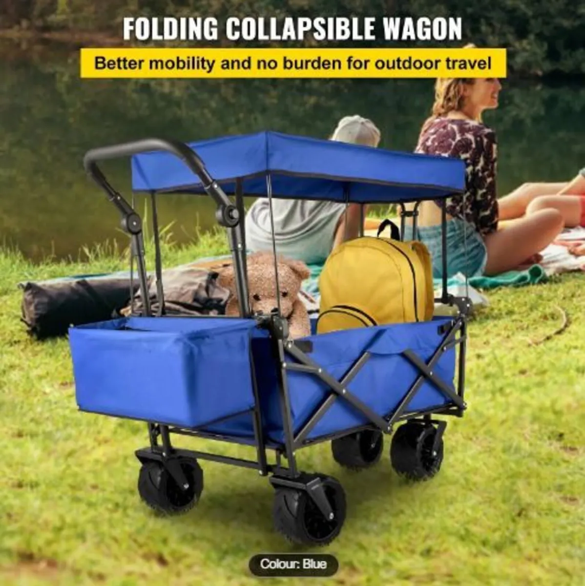 Collapsible Wagon with Canopy, 220lbs - Image 2